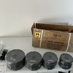 Adjustable Dumbbell Set 88 Pound With Solid Steel Barbell 