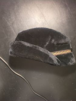 Vintage Faux Fur Black Mens Hat. 1940s 1950s 