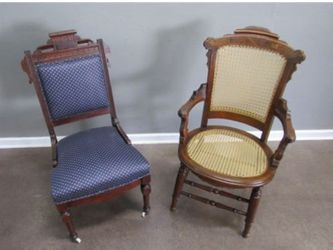 Antique/ Vintage Reupholstered & Cane Eastlake Chairs