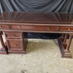 Like New Glass Top Walnut Desk