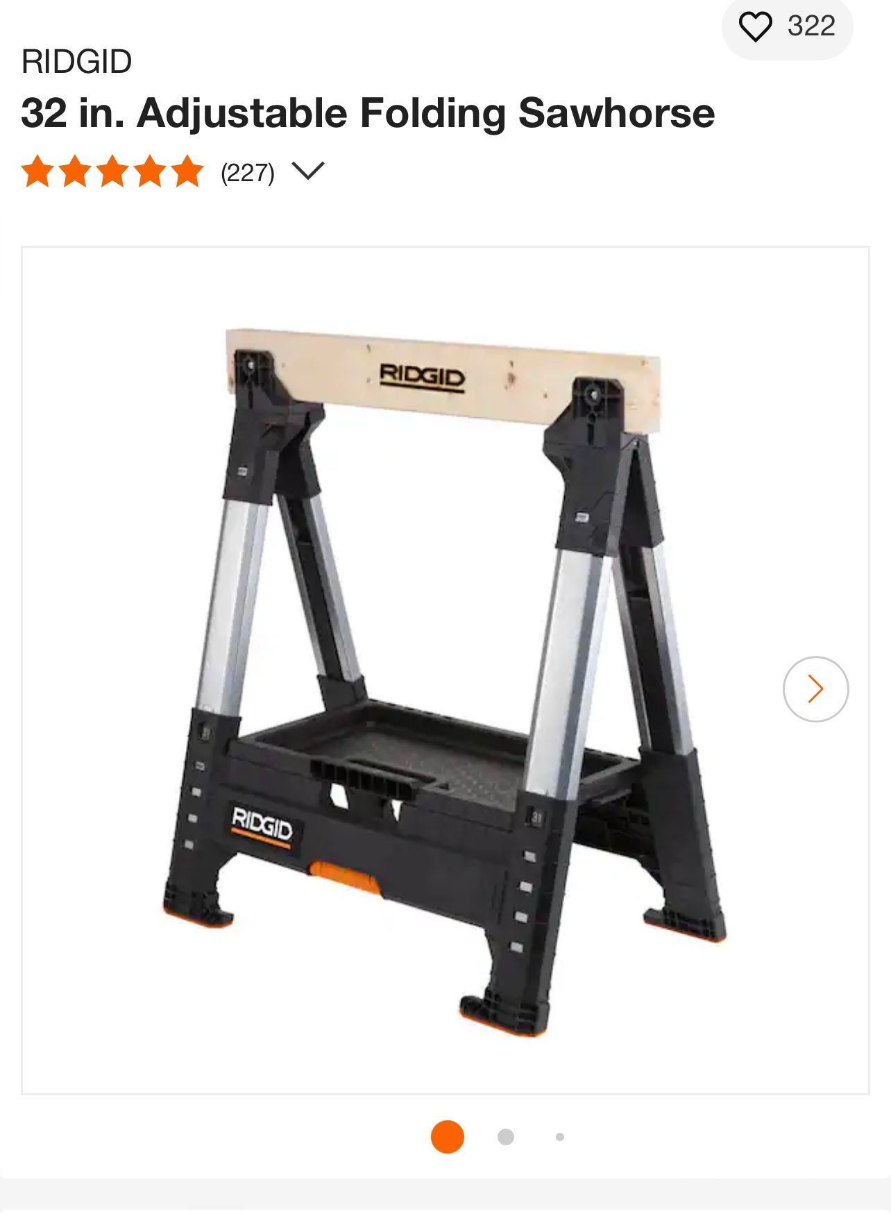 RIDGID 32 in. Adjustable Folding Sawhorse