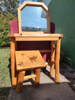 Adirondack Desk, Mirror And Stool