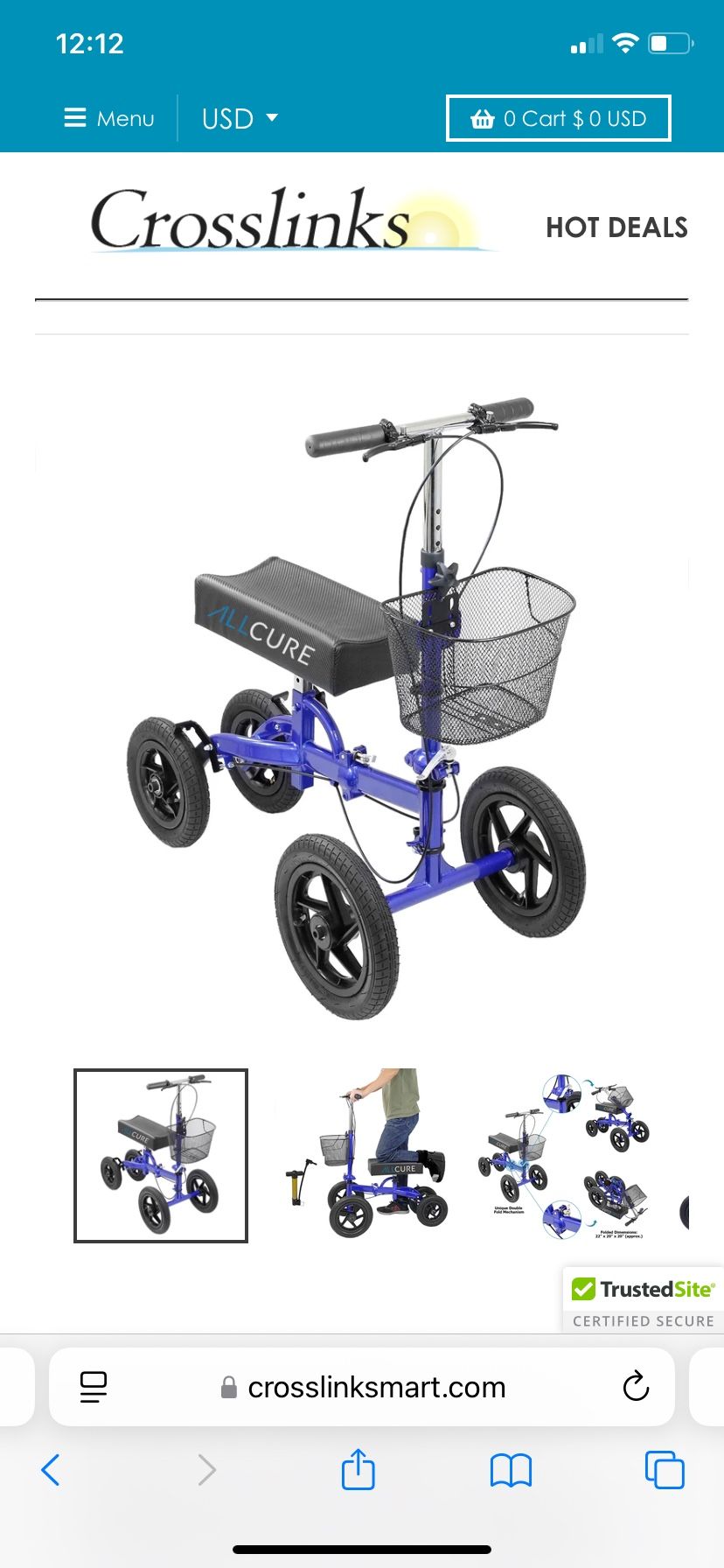clever knee walker blue al terrain tire