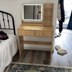 Natural Oak Vanity Desk