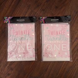 Twinkle Twinkle Little First Birthday Girl Invitations