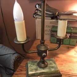 Vintage Marble And Brass Lamp