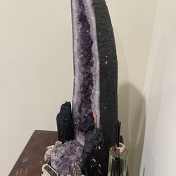 X-Large Amethyst 28” T.32 L. 9 Small Tourmaline and 1 Candle Holder $1,400