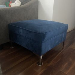 Blue Velvet Ottoman 