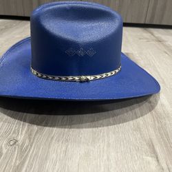 Summit Hat Custom Blue Dyed Straw Western/ Cowboy Hat 7 1/2