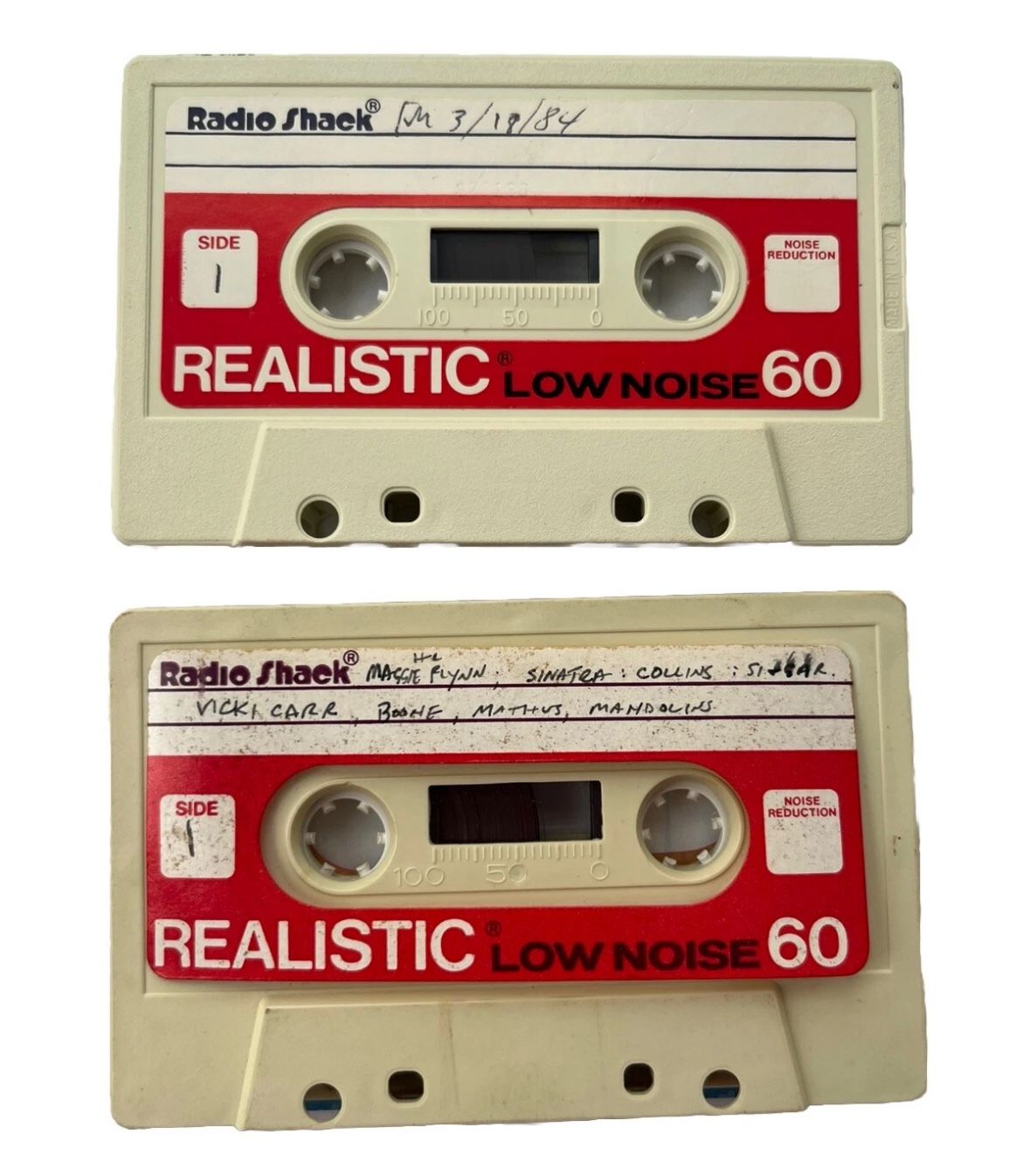 2 Realistic Radio Shack 60 Min Cassette Tapes With Recorded Material