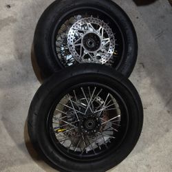 12” Supermoto Wheels Set – Like New – Rotors Included – ETM RTR Fit
