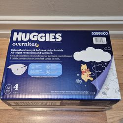 Huggies Overnites Nighttime Baby Diapers, Size 4 (22-37 lbs) - 58 Count
