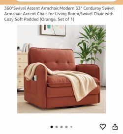 Modern 33" Corduroy 360° Swivel Accent Armchair (Orange)