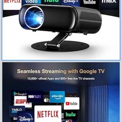 🔥Brand new🔥 Built-in Apps/GoogIe TV/1500ANSI] Smart Projector 4K Supported with WiFi and Bluetooth, GoogIe Voice, Zoom&Keystone, 180°Stand, HDR10, G