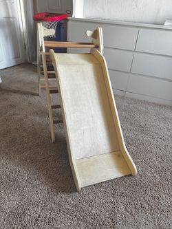 Montessori natural wooden slide