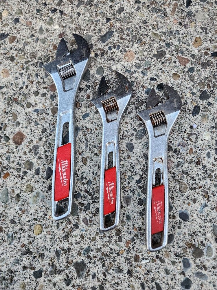 Milwaukee three adjustable wrenches