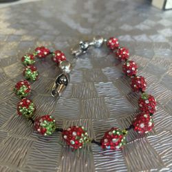 Strawberry Crystal Pavé Beaded Wrist Strap for iPhone Case