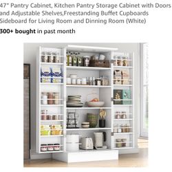 47” Pantry Cabinet, Kitchen Pantry Storage Cabinet 