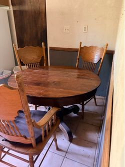 Wooden table and 3 chairs