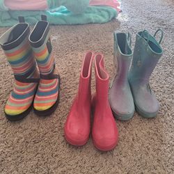 Set Of 3 Rainboots Size Girls 13/1