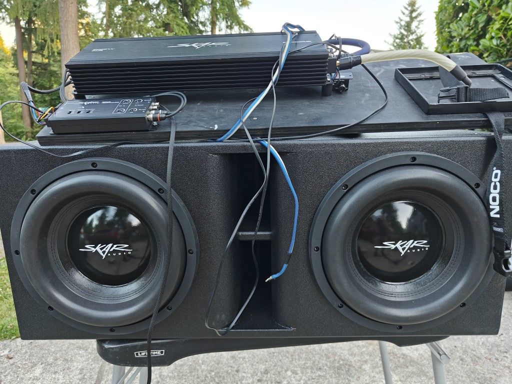 COMPLETE SKAR Audio System 2 12s Ported Box 2k Amp Battery Loc
