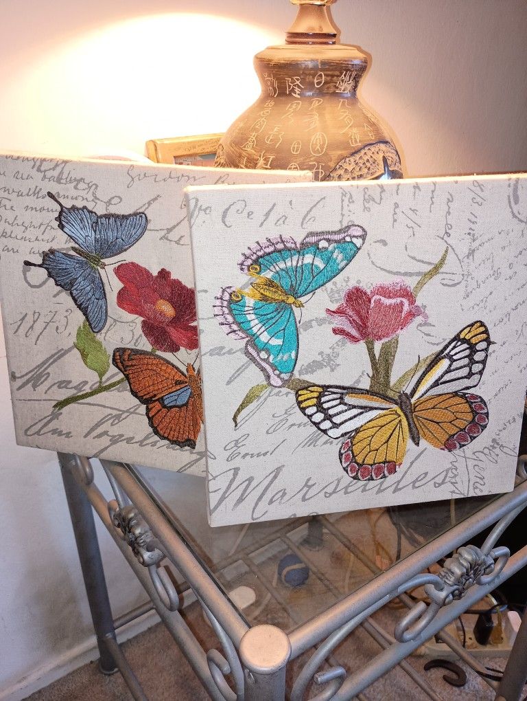 Butterfly Embroidery Canvas Art.