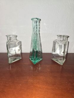 Lot of 4 Triangular Glass Vases/Cruets/Decanters Bocchino Bottles