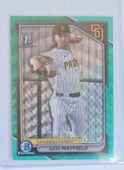 Kash Mayfield 2024 Bowman Chrome 1st Aqua Ray Wave Refractor! /125 Padres Top Prospect
