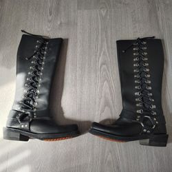 Harley Davidson 16' Tall Lace/Zip Woman's Boots Size 8