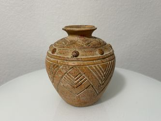 Vase Soft Orange Ceramic Clay Vase Triangle Pattern