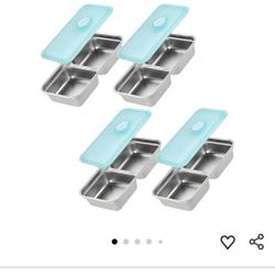 Grab and Go Snack Containers, Reusable Double Compartment Snack Containers-Stainless Steel Condiment Box with Lids for Outdoor Camping Food Storage (4