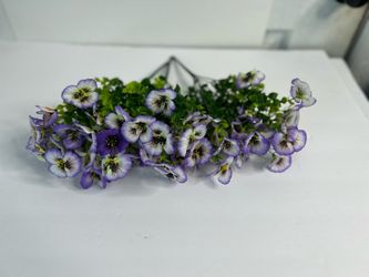 Artificial Purple Pansy Flowers Bush Greenery Home Decor
