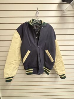 Dark Blue/Beige/Green Varsity Jacket