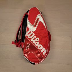 RED Wilson Pro Tour (K) Factor Tennis 2 Sided Racket Bag Backpack

