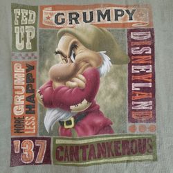 GRUMPY  One of the 7 Dwarfs. XL tshirt DISNEYLAND 