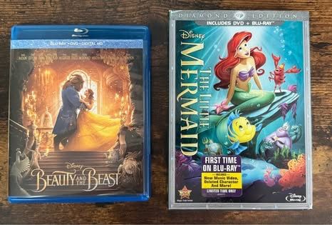 Disney Blu Ray DvDs Beauty and the Beast Little Mermaid $5 each 