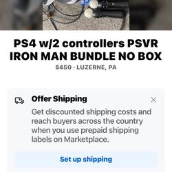 PS4 /2 controllers PSVR IRON MAN BUNDLE NO BOX