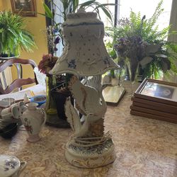 Vintage Porcelain Bird Lamp 