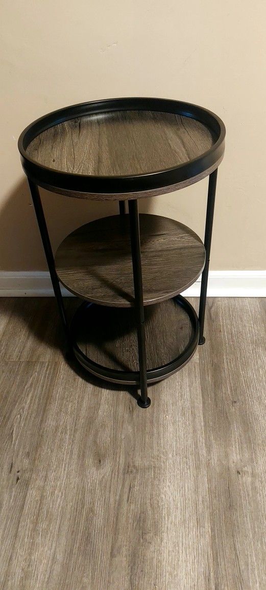 Round End Table Black And Gray
