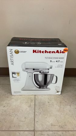 KITCHEN AID ARTISAN 5 QT TILT-HEAD STAND MIXER KSM150PSWH WHITE.