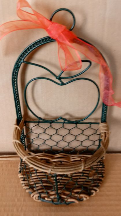 Metal and weaved basket.