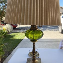 Vintage Green Glass Lamp
