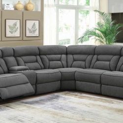 Brand New Grey Power Reclining Sectional