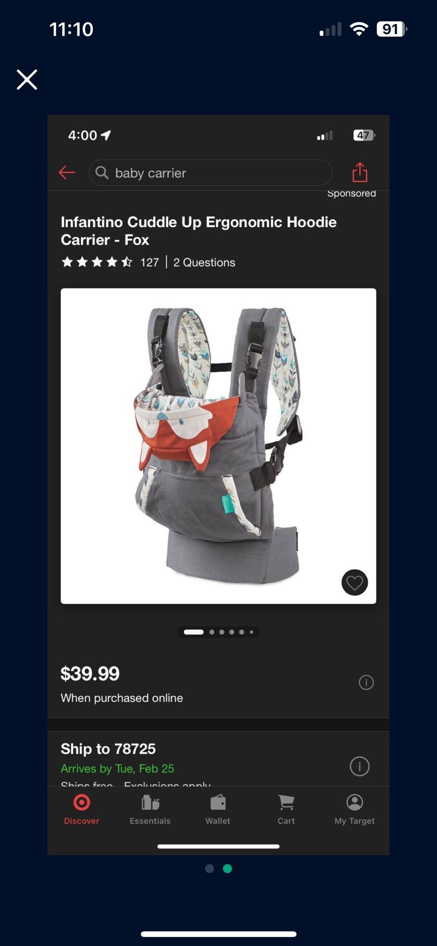 Infantino Cuddle hoodie Carrier