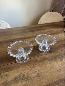 2 small glass cupcake stand. Selling both for $8