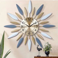 Lafocuse 23 Inch Silent Large Wall Clock for Living Room Décor, Decorative Mid Century Wall Clock, Sunburst Starburst Wall Clocks Battery Operated, Mo