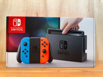New!! Nintendo Switch Console with Neon Blue Red Joy-Con and Pro Controller 32GB FHD (Never Used)
