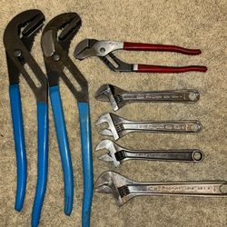 snap on crecent wrenches & channellocks