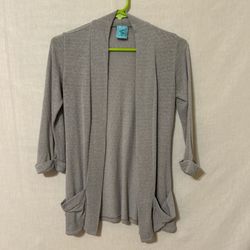 Gray Open-Front Cardigan Sweater
