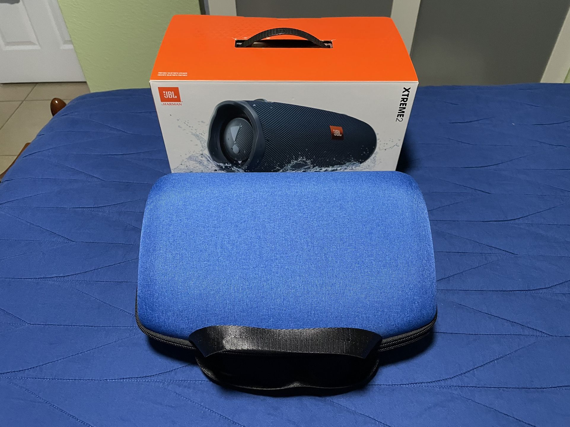 JBL Xtreme 2, Waterproof Portable Bluetooth Speaker, Blue With Blue Case